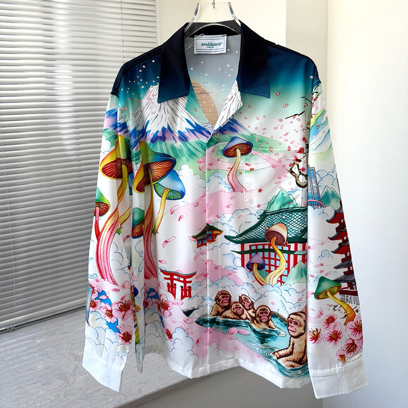 B9EX CA 2025New European and American Style3D Digitally Printed Youth Fashion Men's Long Sleeve Shir
