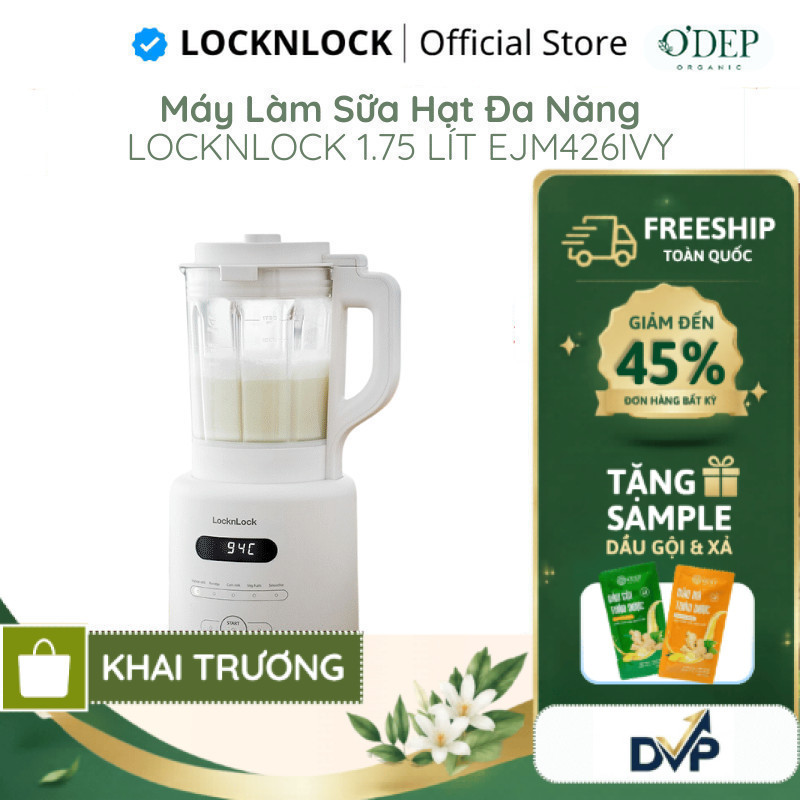 Máy làm sữa hạt đa năng LocknLock 1.75L Chính hãng, lưỡi dao 8 cánh, điều khiển cảm ứng EJM426IVY - 