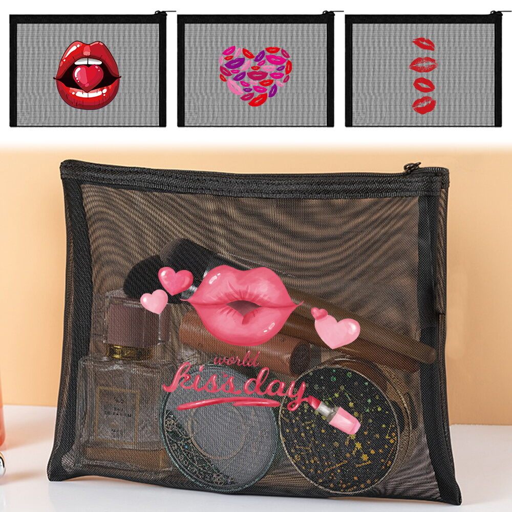 Hot Tas kosmetik Square Mesh cosmetic bag storage mesh Coin storage bag mouth Series