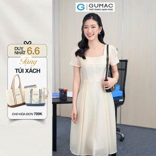 Đầm nữ GUMAC dáng xòe thiết kế cổ vuông tay kiểu  DE06005