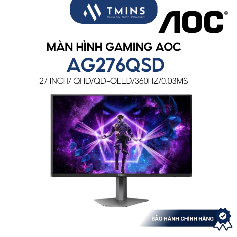 Màn Hình Gaming AOC AG276QSD 27 inch/ QHD/QD-OLED/360hz/0.03ms - Bảo hành 36 Tháng