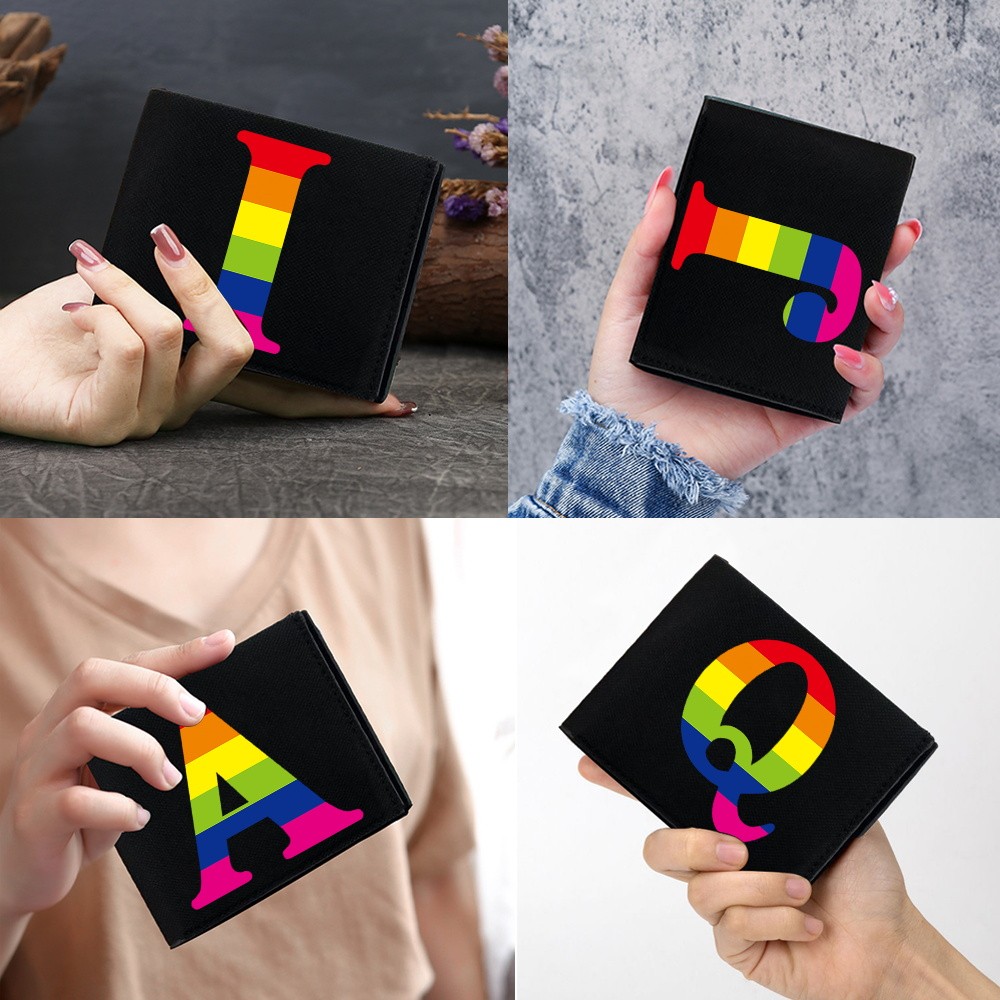 Wallet Bank Holder Purse  Black Pocketbook Credit Card High-quality Organizer Bag Rainbow Series