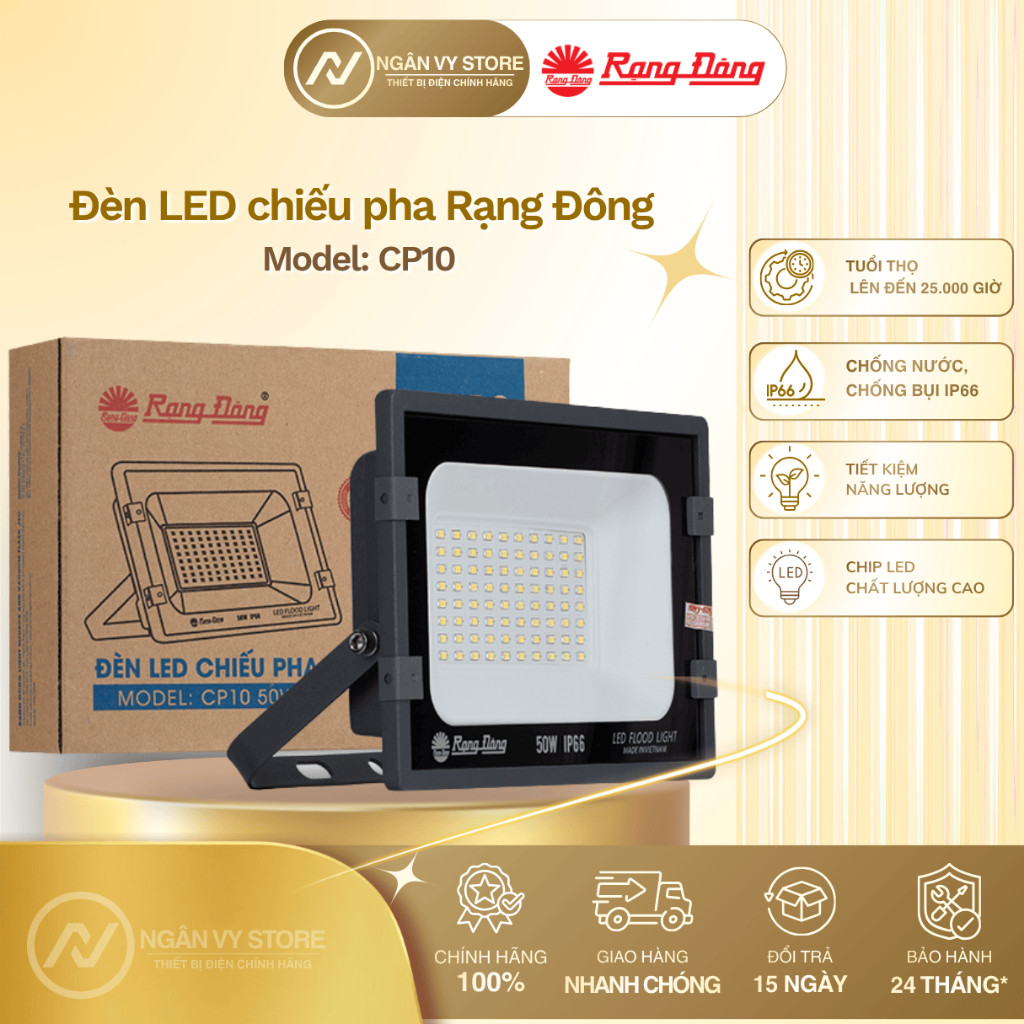 Đèn Pha LED Mới CP10:  30W 50W 100W Rạng Đông Model: CP10