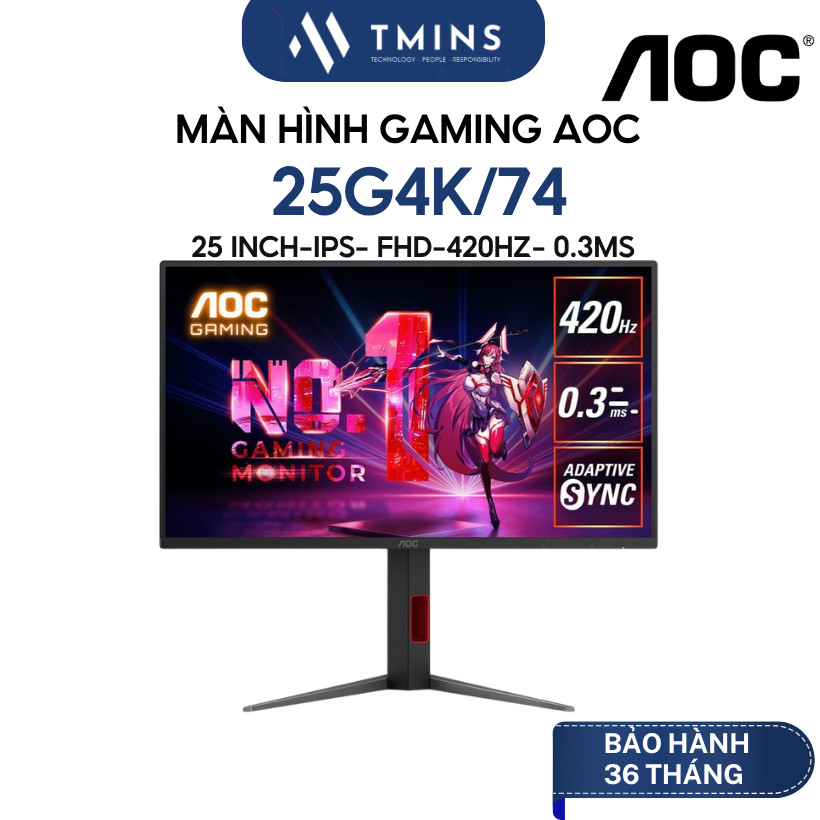 Màn Hình gaming AOC 25G4K/74 24.5 inch (FHD/IPS/420Hz/0.3ms ) - Hàng Chính Hãng
