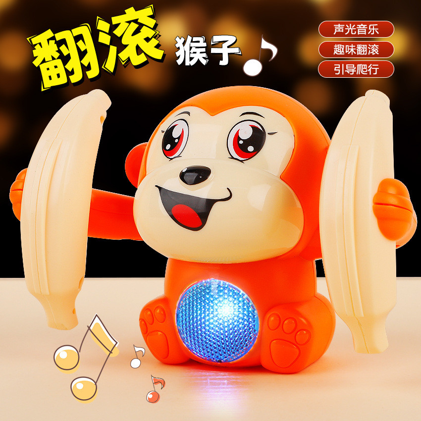 New Product~Voice-controlled tumbling monkey baby toy for learning to crawl and do somersaults, elec