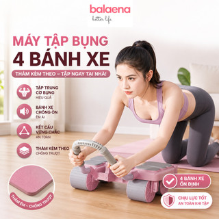 [COD] Con Lăn Tập Bụng Có Trợ Lực Tự Động Bật Lại 4 Bánh Xe, Dụng Cụ Tập Gym Tại Nhà Tặng Thảm Yoga