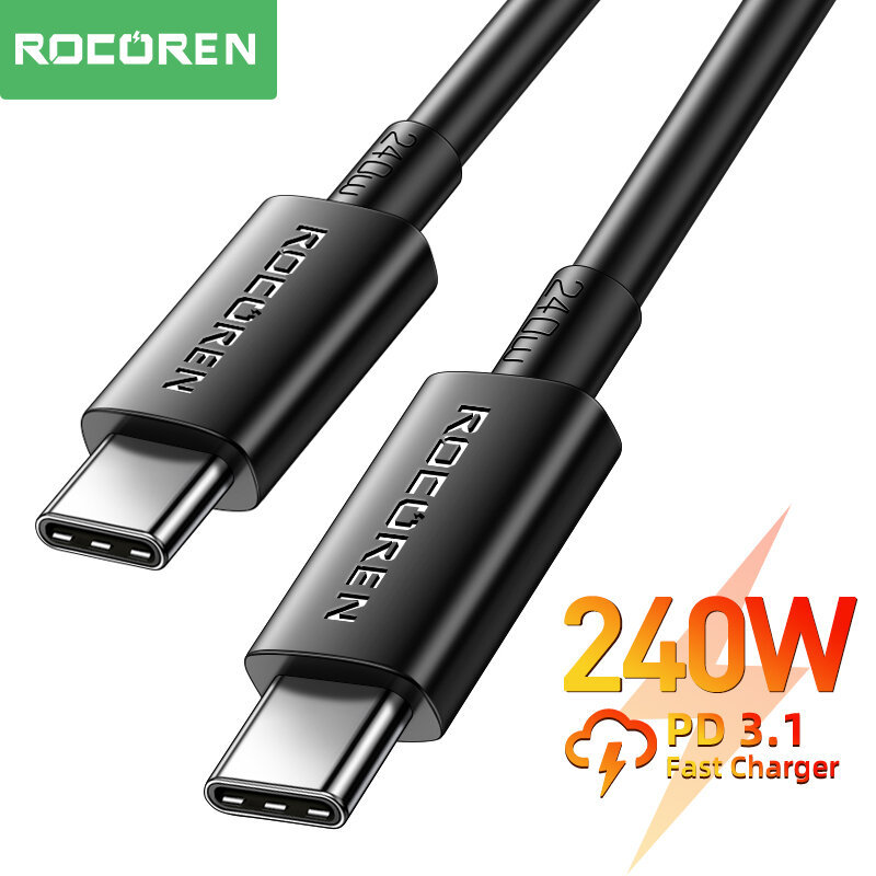Rocoren PD 3.1 240W Cáp USB Loại C 100W Cáp Sạc Nhanh Cho MacBook Pro Laptop Xiaomi 48V 5A USB C Dây