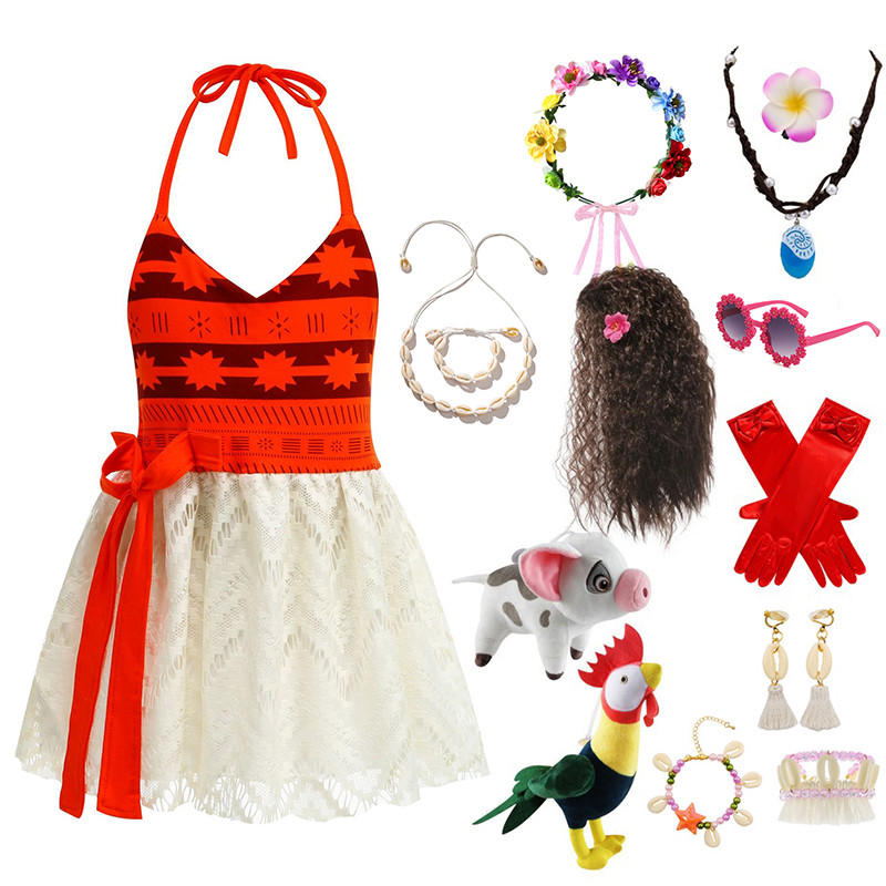 Bé Gái Moana Lấy Cảm Hứng Từ Trang Phục Dây Đầm Phụ Kiện Đầy Đủ Cho Halloween Sinh Nhật Nhập Vai