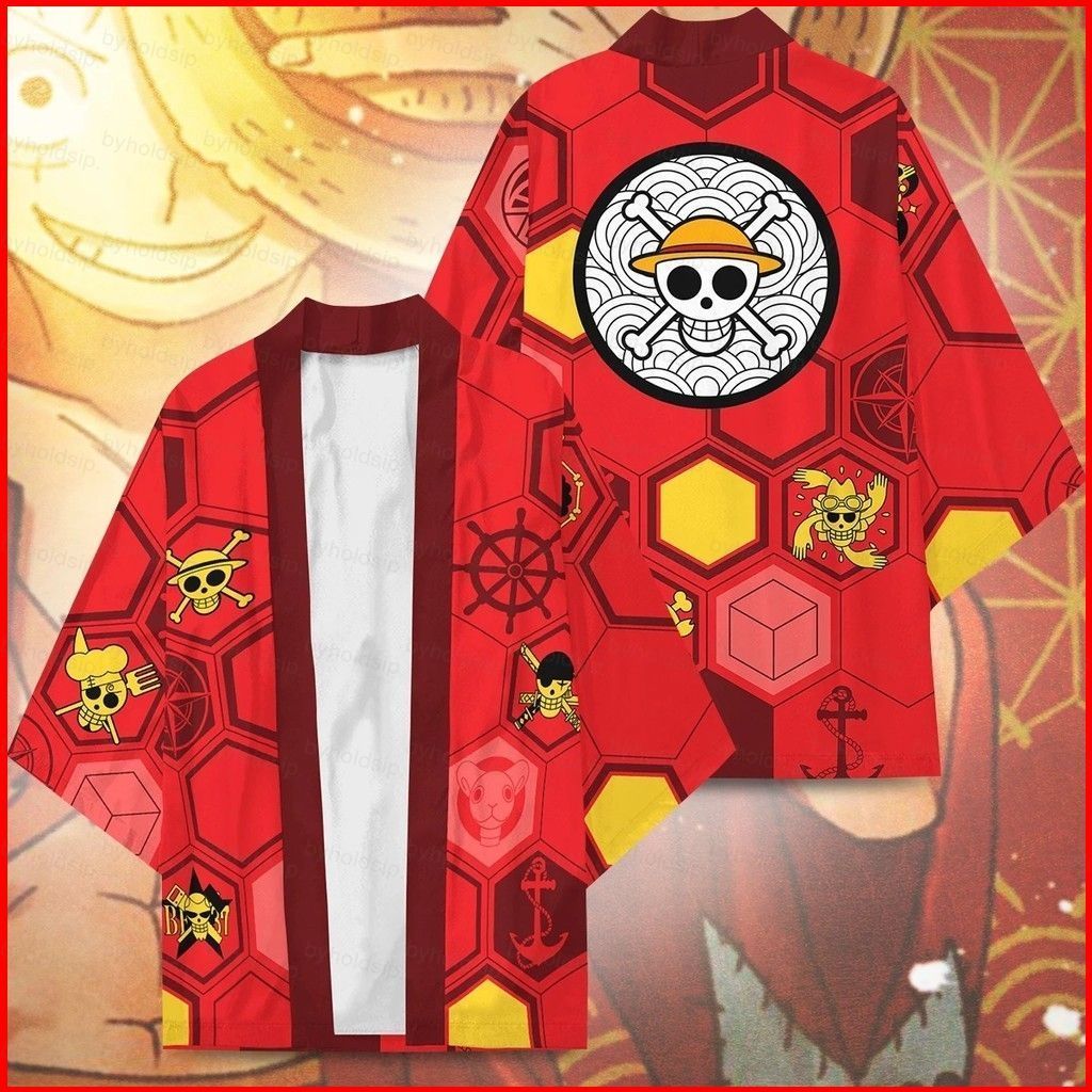 BS1 Luffy One Piece Haori Kimono haori linh mục frock cardigan áo len áo thun cosplay vải SB1