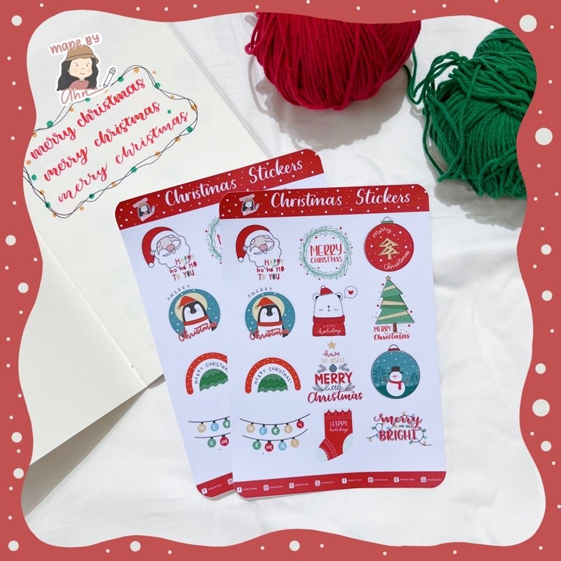 Christmas Sticker dễ thương trang trí sổ tay, Bullet Journal - MADE BY AHN thiết kế