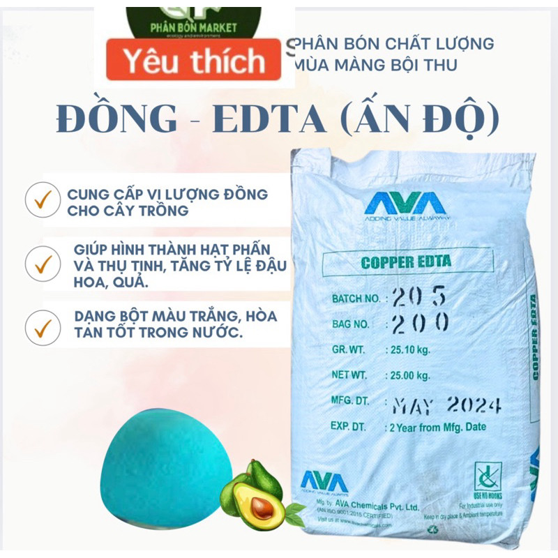 1 kg Chelate Đồng -Cu-EDTA-Chelate phun lá