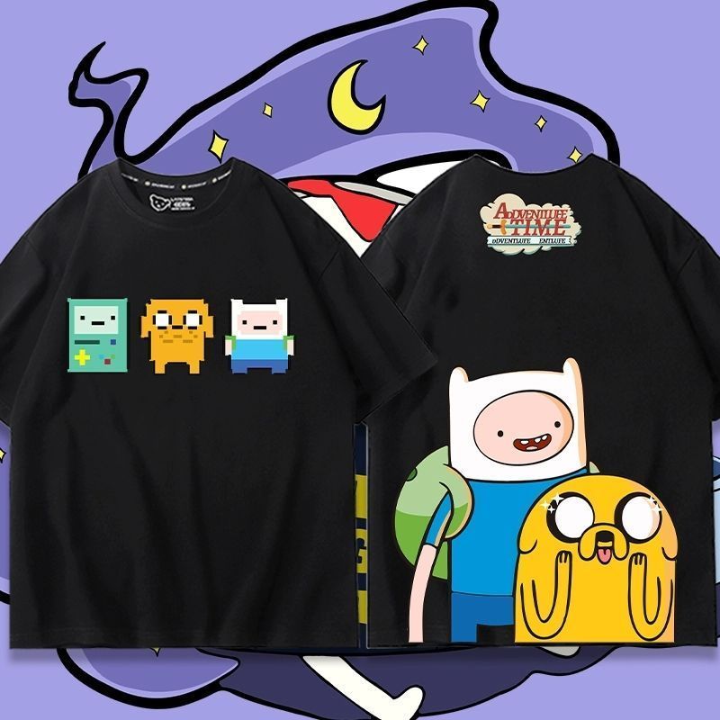 AdventureTime Phiêu Lưu Thời Gian Kho Báu Po Và Da Cũ Anime Ngoại Vi Áo Thun Ngắn Tay Nam Mỹ Rời Nửa