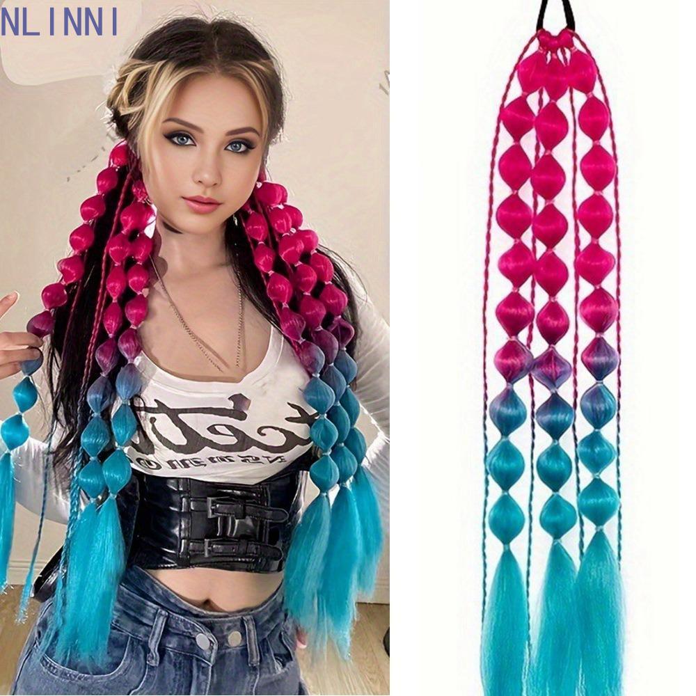 NLINNI Bubble Jumbo Braid, Lantern Braid Ponytail Extension Twist Braid Bulk, Natural Handmade Ombre