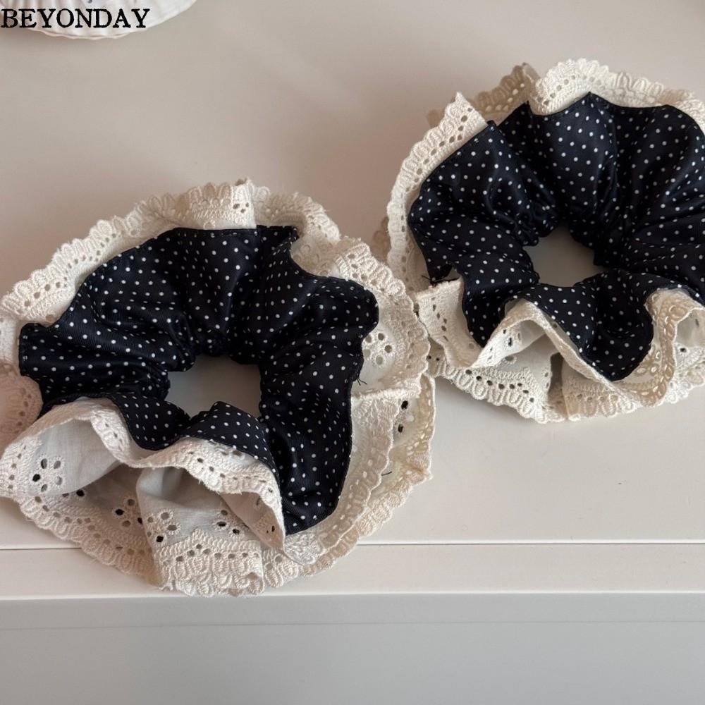 BEYONDAY Dây buộc tóc đuôi ngựa, Dây buộc tóc co giãn cổ điển họa tiết chấm bi, Dây cao su cỡ lớn th