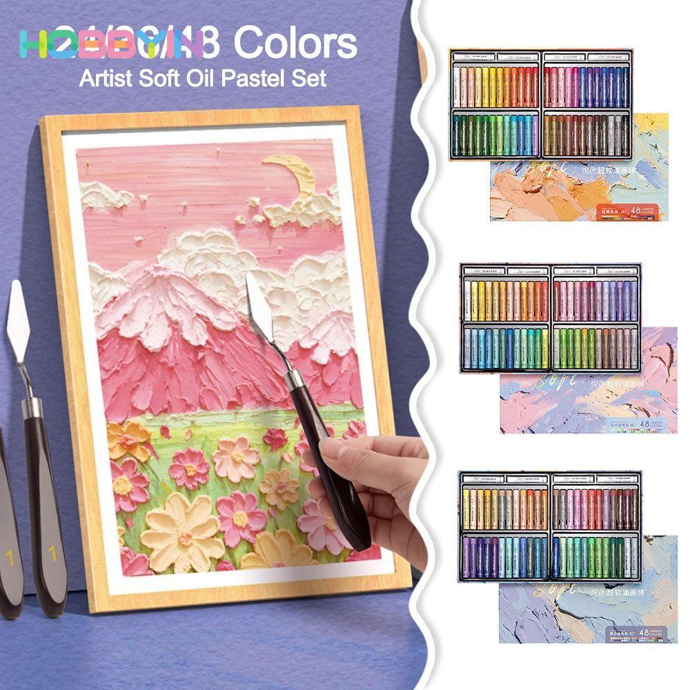 HOBBYIN Artist Soft Oil Pastel Set, Bút chì vẽ tranh an toàn 24 / 36 / 48 màu, Quà tặng Chuyên nghiệ