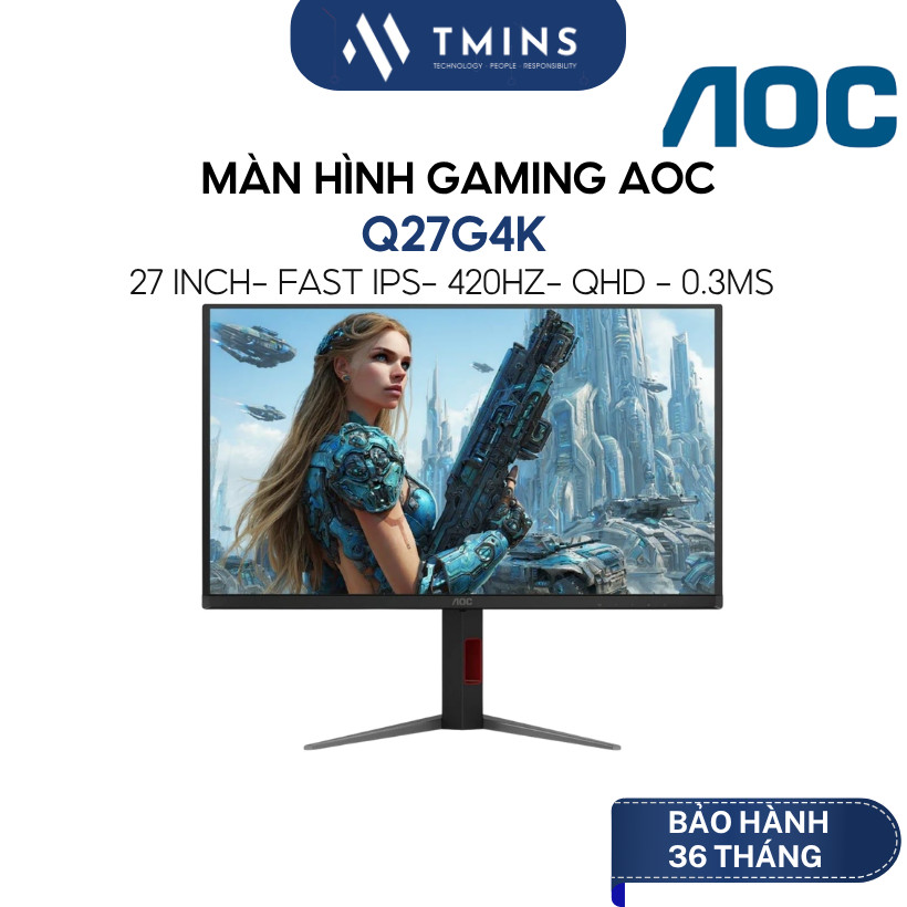 Màn hình Gaming AOC Q27G4K (27 inch/ Fast IPS/ 2K/ 420Hz) - Hàng chính hãng