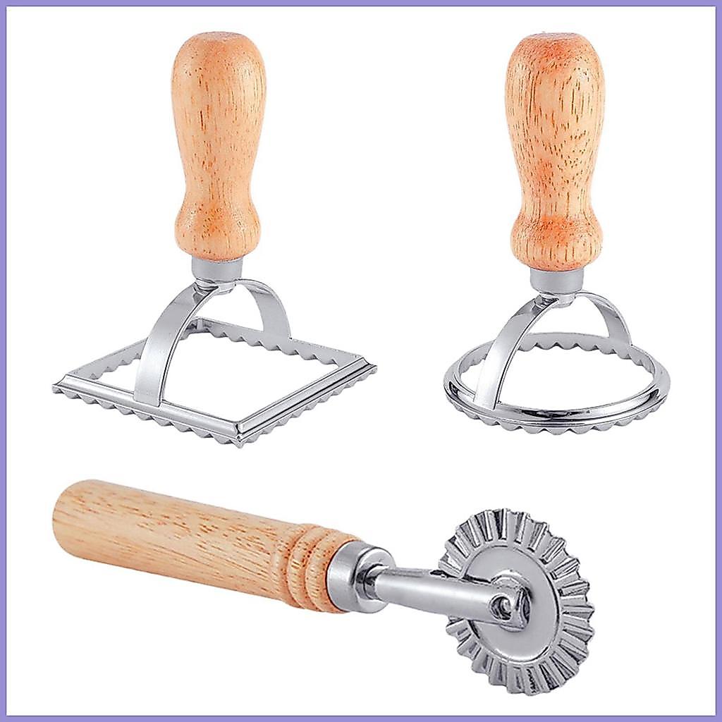 Khuôn cắt Ravioli Nhôm Ravioli Press có tay cầm bằng gỗ Phụ kiện nhà bếp để làm cho Ravioli Pasta mu
