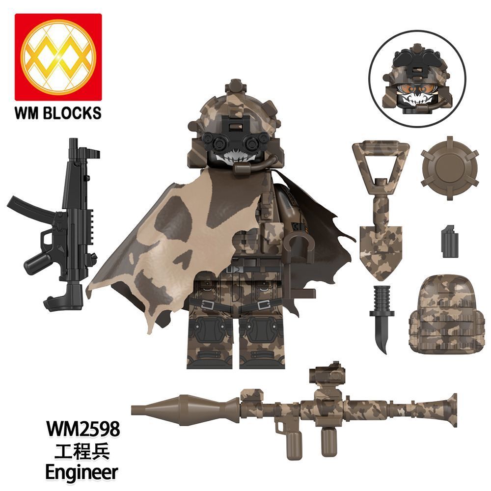 Tương thích với Lego Military Series Engineer Sniper Commander Chèn Khối xây dựng Minifigure Đồ chơi