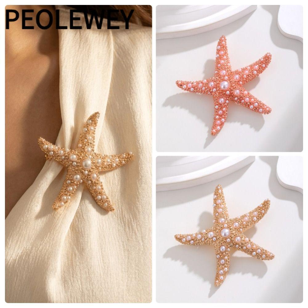 PEOLEWEY Sao Biển Thổ Cẩm, Sao Biển Unisex Sao Biển Sao Biển Kim Loại Pin, Retro Với Món Quà Trang S