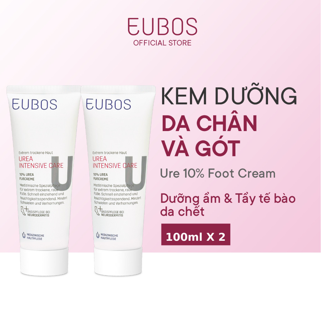 Combo 2 Kem Dưỡng Da Chân Và Nứt Gót EUBOS Giúp Dưỡng Ẩm Giảm Chai Sần Tuýp 100ml