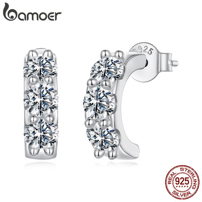 Bông tai bạc Bamoer 925 Trang sức Moissanite tối giản Quà tặng dành cho nữ
