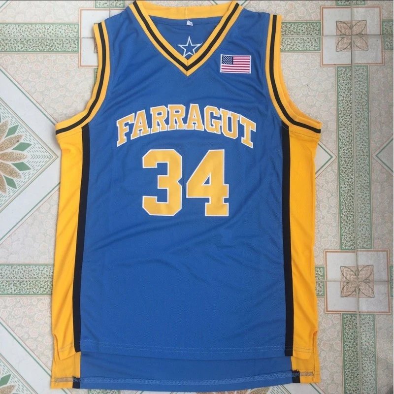 NCAA Garrett No. 34 Farragut High School Farragut Academy HS Áo thêu màu xanh