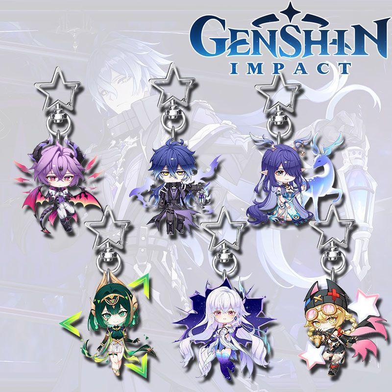 Game Genshin Impact Durin Flins Lauma Nefer Skirk Jahoda Cosplay Keychain Kawaii Acrylic Key
