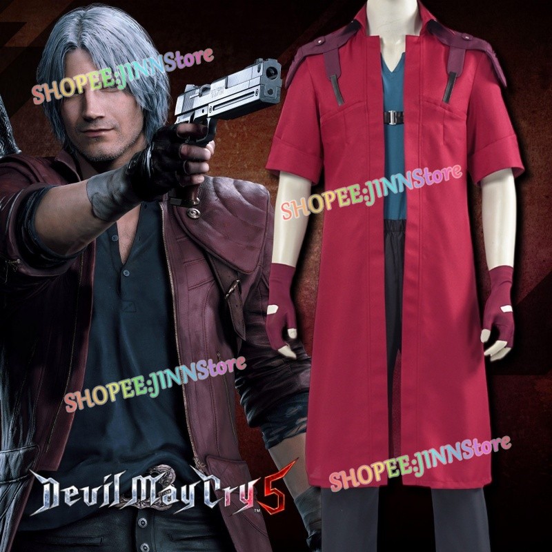-JINN-Game DEVIL MAY CRY Cosplay Trang Phục DANTE Cosplay Áo Đỏ Đồng Phục Tóc Giả Phụ Kiện Trang Phụ
