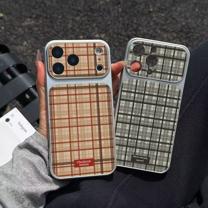 Mô Hình Plaid Thời Trang Retro Mô Hình Màu Bão Hòa Thấp Biến Thành ỐpLưng IPhone 17 16 15 14 13 12 1