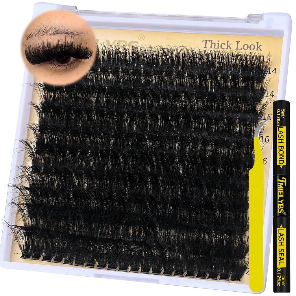 Bộ cụm mi dày 14-20mm Cụm khối lượng mở rộng lông mi D xoăn 200D Lông mi riêng lẻ 200 chiếc Bộ cụm l