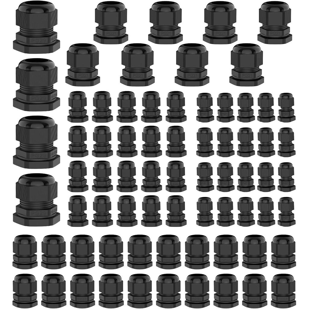 Cáp Gland, Hilictokt 72 Chiếc Cáp Chống Nước Glands Kit PG7 NPT 1 / 4 "1 / 2" 3 / 4 "1" Đầu Nối Dây 