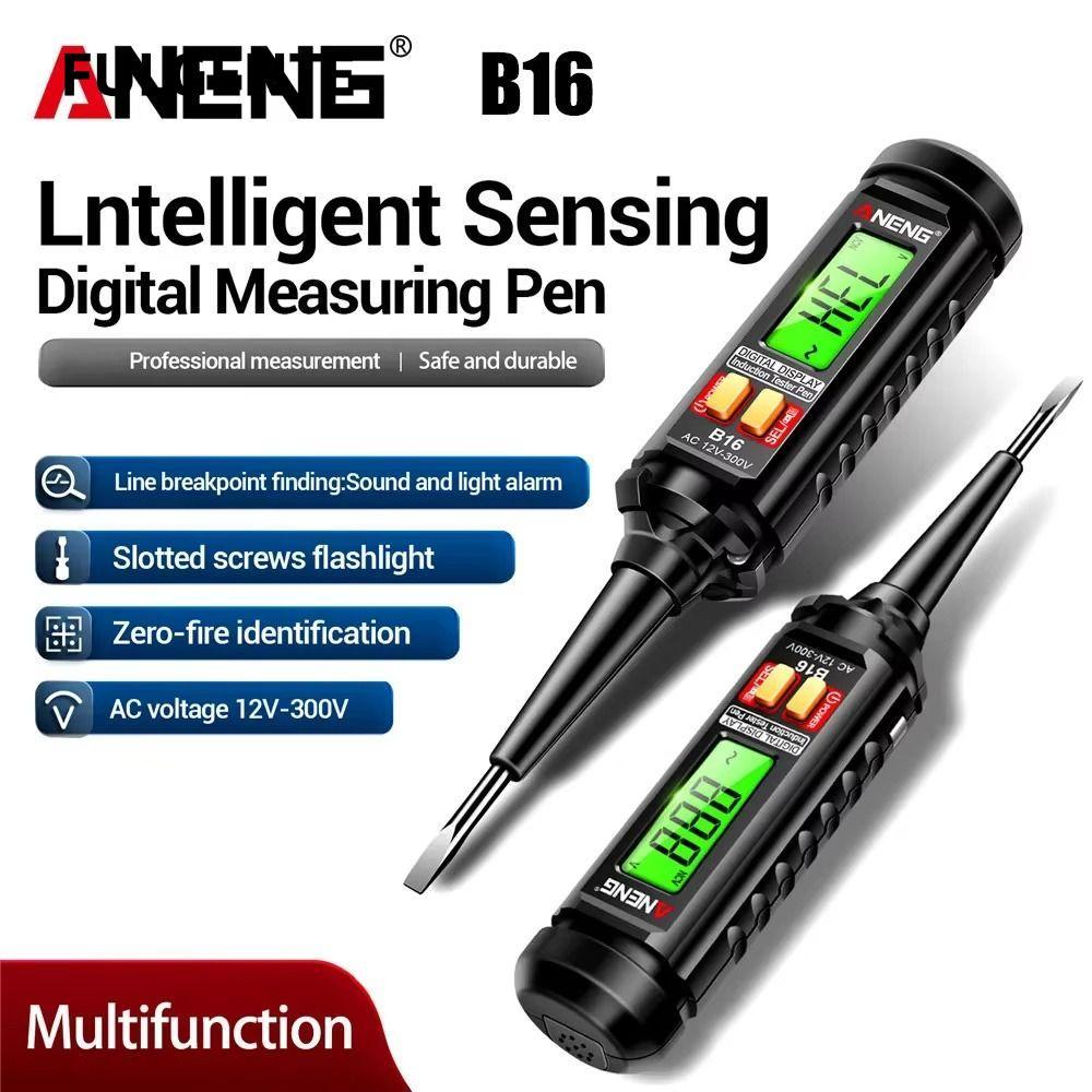 Bút kiểm tra điện áp FULGENTE, Màn hình kỹ thuật số Máy dò điện áp cảm biến thông minh, ANENG B16 Bá