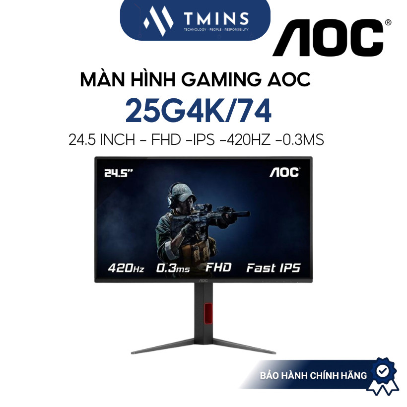 Màn Hình gaming AOC 25G4K/74 24.5 inch (FHD/IPS/420Hz/0.3ms ) - Bảo hành chính hãng
