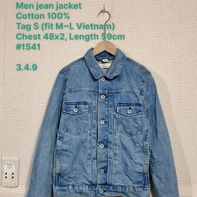 3️⃣4️⃣9️⃣ [used HM] Khoác nam, men jean jacket, Cotton 100, Tag S (fit M~L), mã 1541