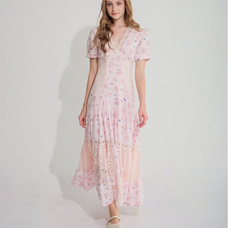 GAIETE Đầm cotton dài Isabella maxi - Hồng