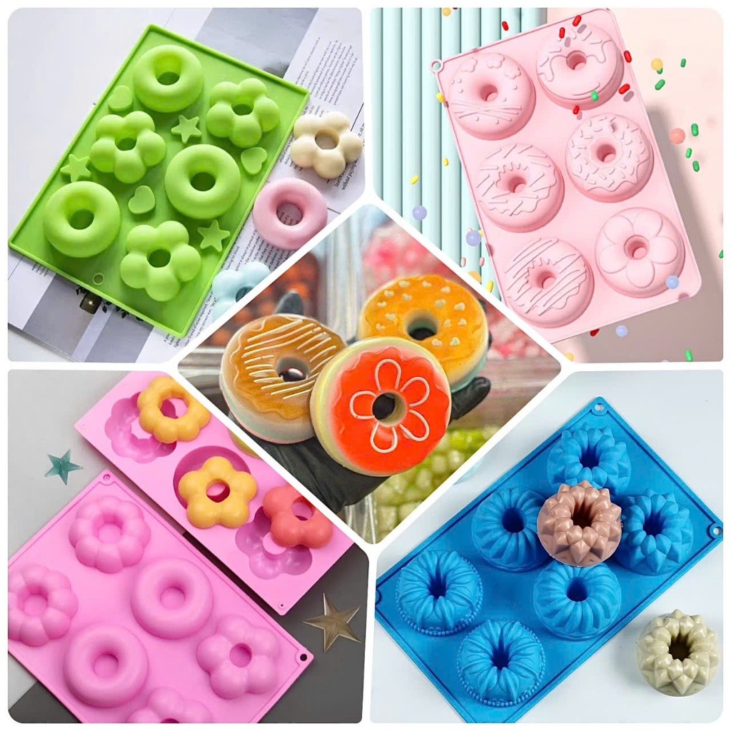 Khuôn donut Khuôn silicon donut Khuôn bánh donut silicone nướng bánh vòng tròn bánh rán vòng thạch r