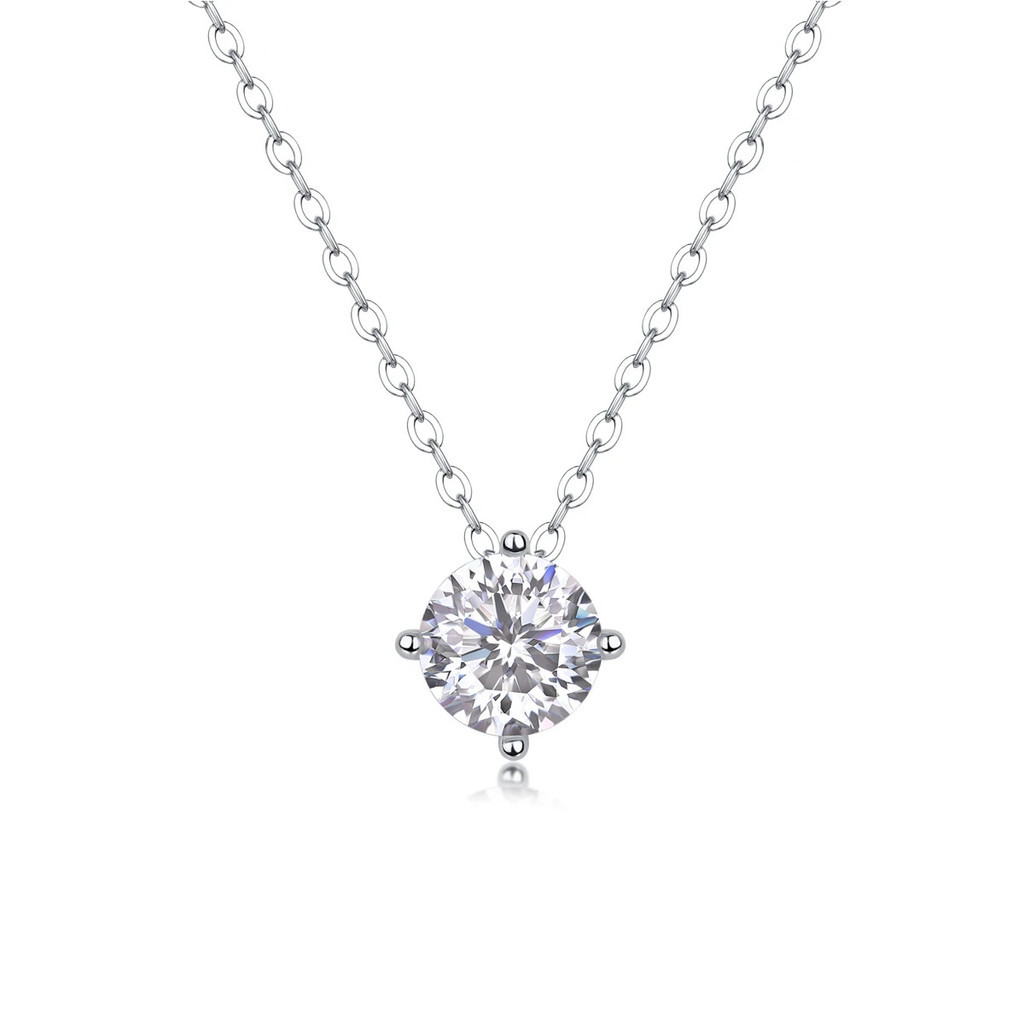 Moissanite Bạc 925 Mặt dây chuyền cắt rực rỡ 1CT Vòng cổ Moissanite