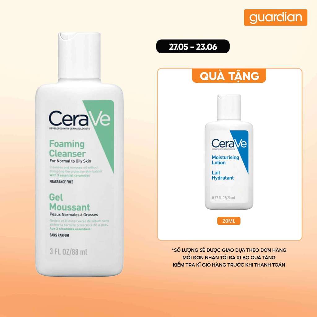 Sữa Rửa Mặt Cerave Sạch Sâu Cho Da Thường Đến Da Dầu Foaming Cleanser 88Ml