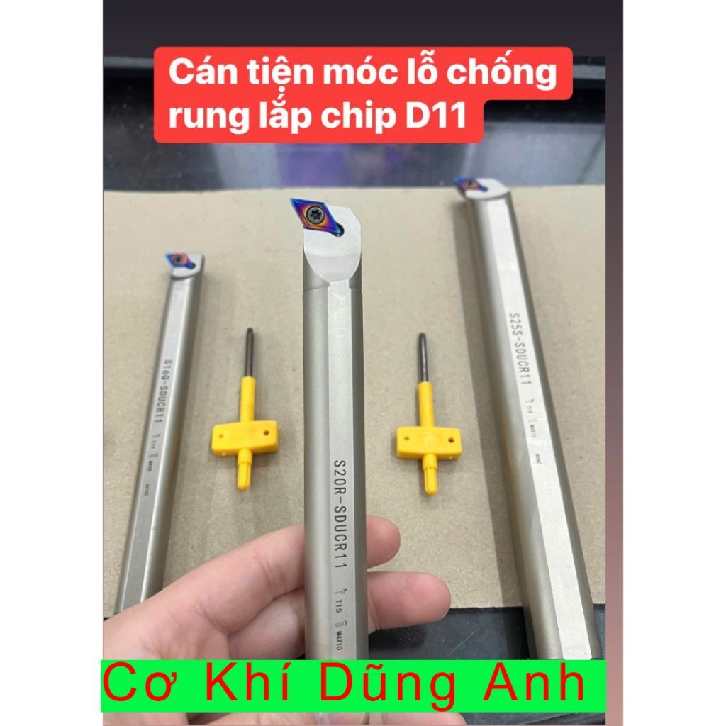 Cán tiện móc lỗ lắp chip D11 làm bằng thép trắng xịn chống rung cực ngon và bền