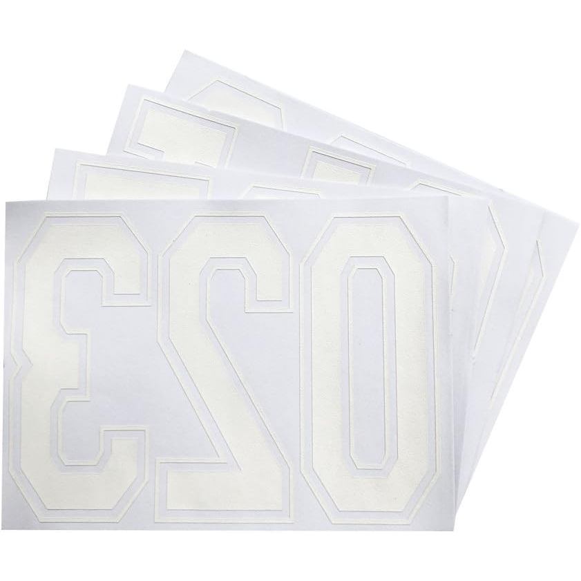 Magfok Iron on 8 Inch White Transfer Flolock Numbers cho quần áo, 4 tờ (Trắng)