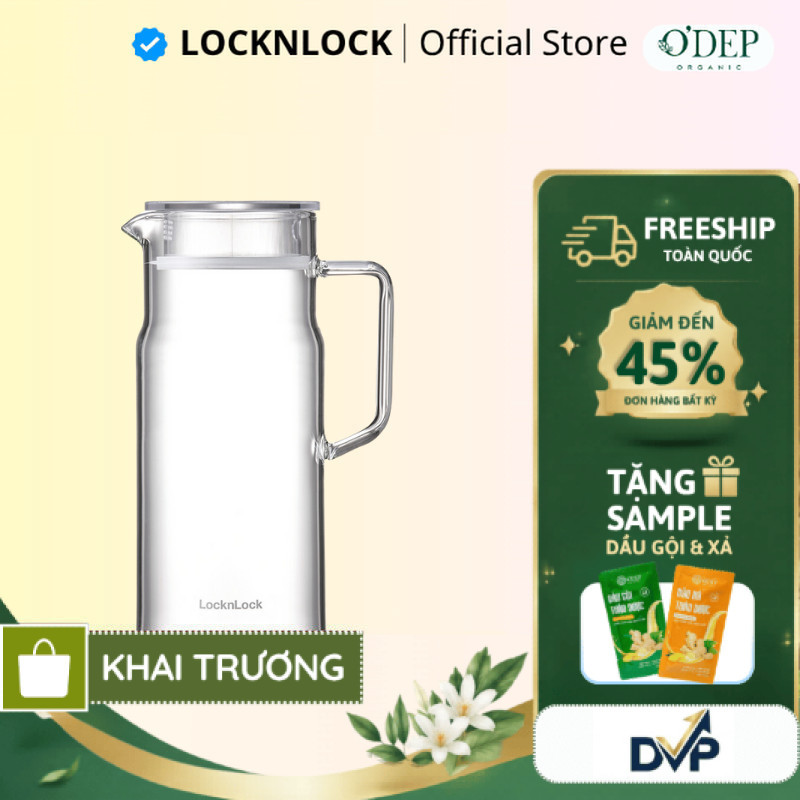Bình nước 1.2L Metro Glass LocknLock Chính hãng, làm bằng thủy tinh chịu nhiệt LLG6100 - SHOP DVP