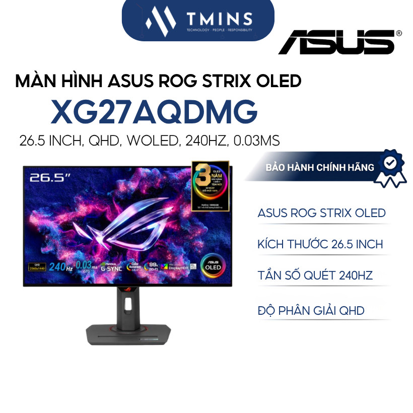 Màn hình Asus ROG Strix XG27AQDMG 26.5 inch, QHD, WOLED, 240Hz, 0.03ms - Bảo hành 36 tháng