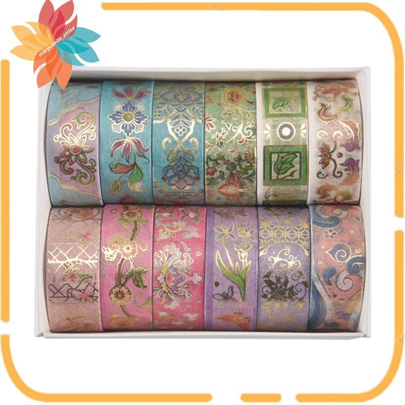 Lá Vàng Hoa Washi Bộ Băng Hoa Washi Băng Thực Vật Washi Băng Giấy Cho Tạp Chí, Nghệ Thuật Và Thủ Côn