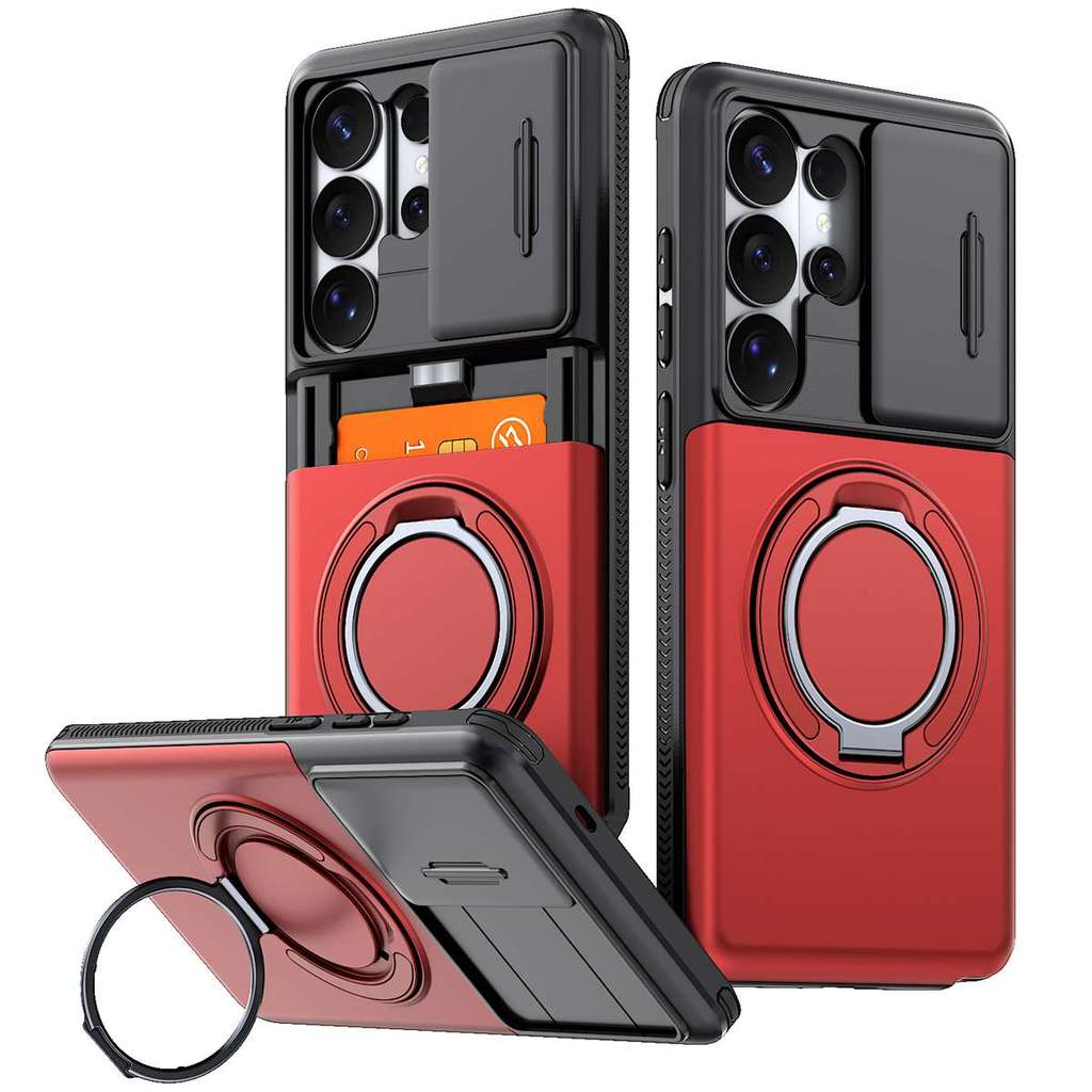 Ốp Lưng Đựng Thẻ Thanh Trượt Camera Cho Samsung Galaxy S22 S23 S24 S25 S26 Plus Ultra A15 A35 A55 A06 A07 A16 A35 A26 A17 A56 A37 A28 A57Creaitve Vỏ Điện Thoại