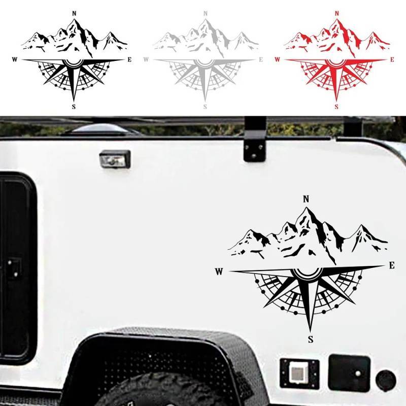 Mountain Range Hood Car Body Sticker Mountain Compass Navigation Automobile Sticker Compass Car Door