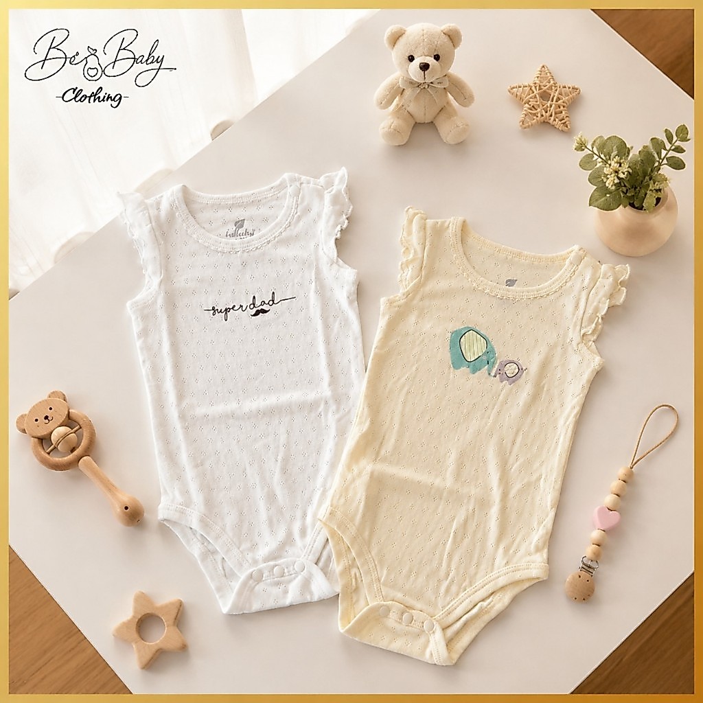 [3-6M] Set Body Chip Cánh Tiên Trắng Vàng Cho Bé Sơ Sinh - Lullaby (Bơ Baby)