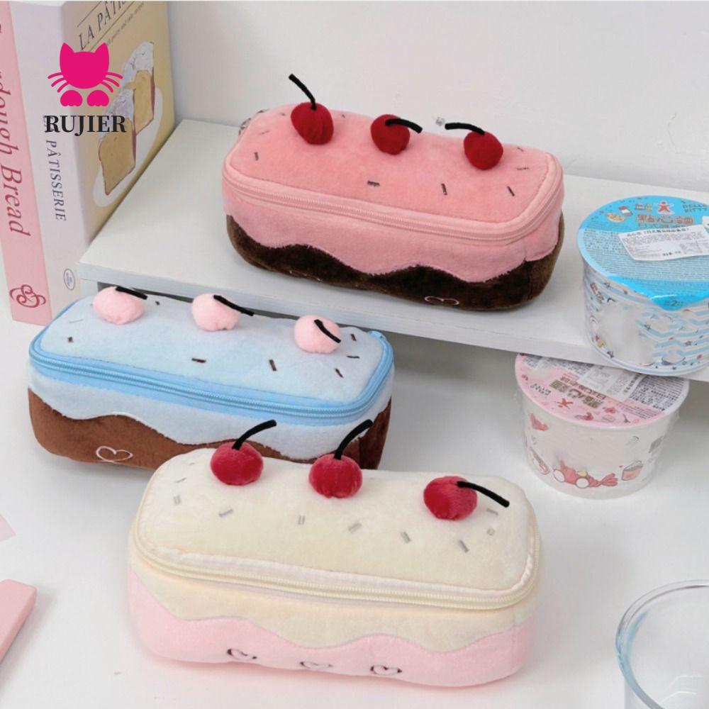 Hộp đựng bút chì RUJIER Kawaii, Túi đựng bút anh đào sang trọng bánh trái tim, Hộp đựng trang điểm K