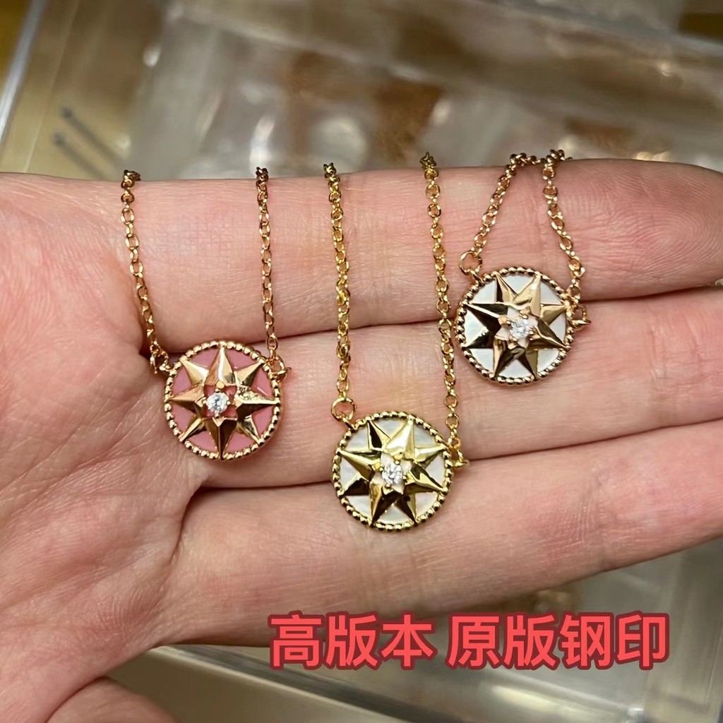 EGCW Eight-pointed star necklace for women, light luxury fashion, natural mother-of-pearl six-pointe