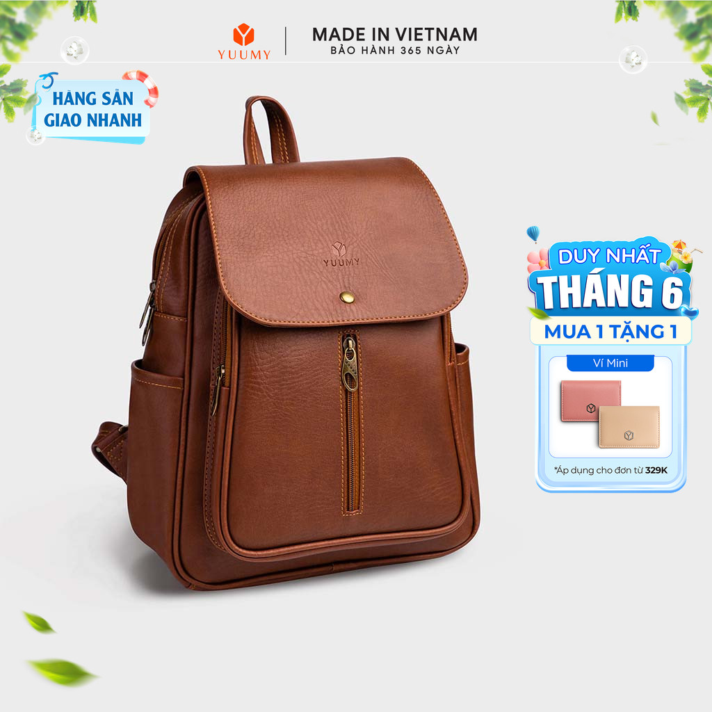 Balo Yuumy (Thời trang nữ basic đựng vừa A4 - Balo da YBA5) Bagsmart