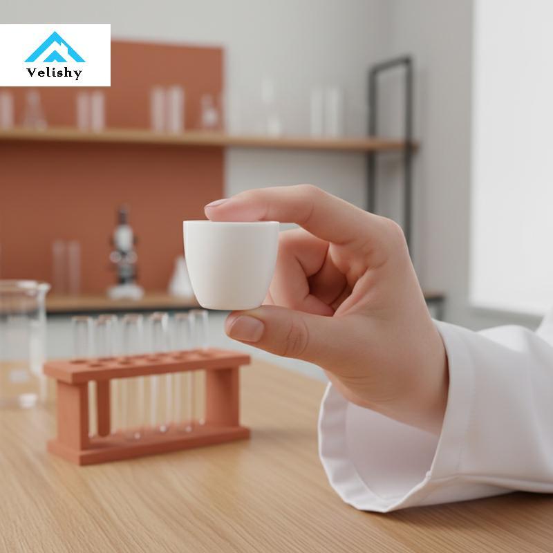 Velishy Alumina Crucible Nhiệt độ cao 1600 độ Corundum Crucible 3ml đến 100ml Sử dụng lò nóng chảy p